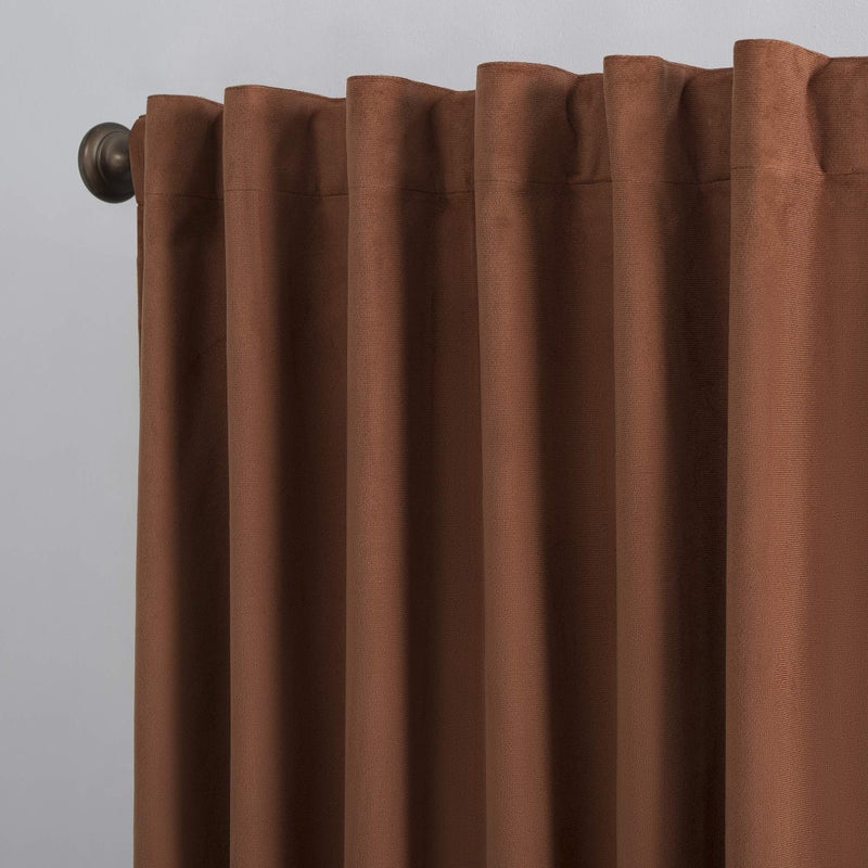 Sun Zero Hampshire Velvet Noise Reducing Thermal Extreme Total Blackout Back Tab Curtain Panel, 50" x 96", Terracotta Orange - Image 3